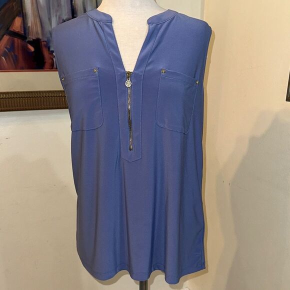 Anne Klein Blue Women's Top with Zipper Detail Size XL - Picture 5 of 9